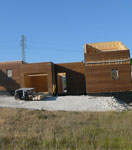 Vue extérieure de la maison bois en cours de construction