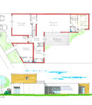 Façade Sud et plan d'une habitation écologique ECOP Habitat