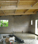 Vue intérieure de la charpente d'une maison bois - Ecop Habitat