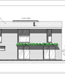 Façade avec toiture végétalisée