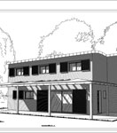 Perspective d'une maison ecologique avec toiture arrondie